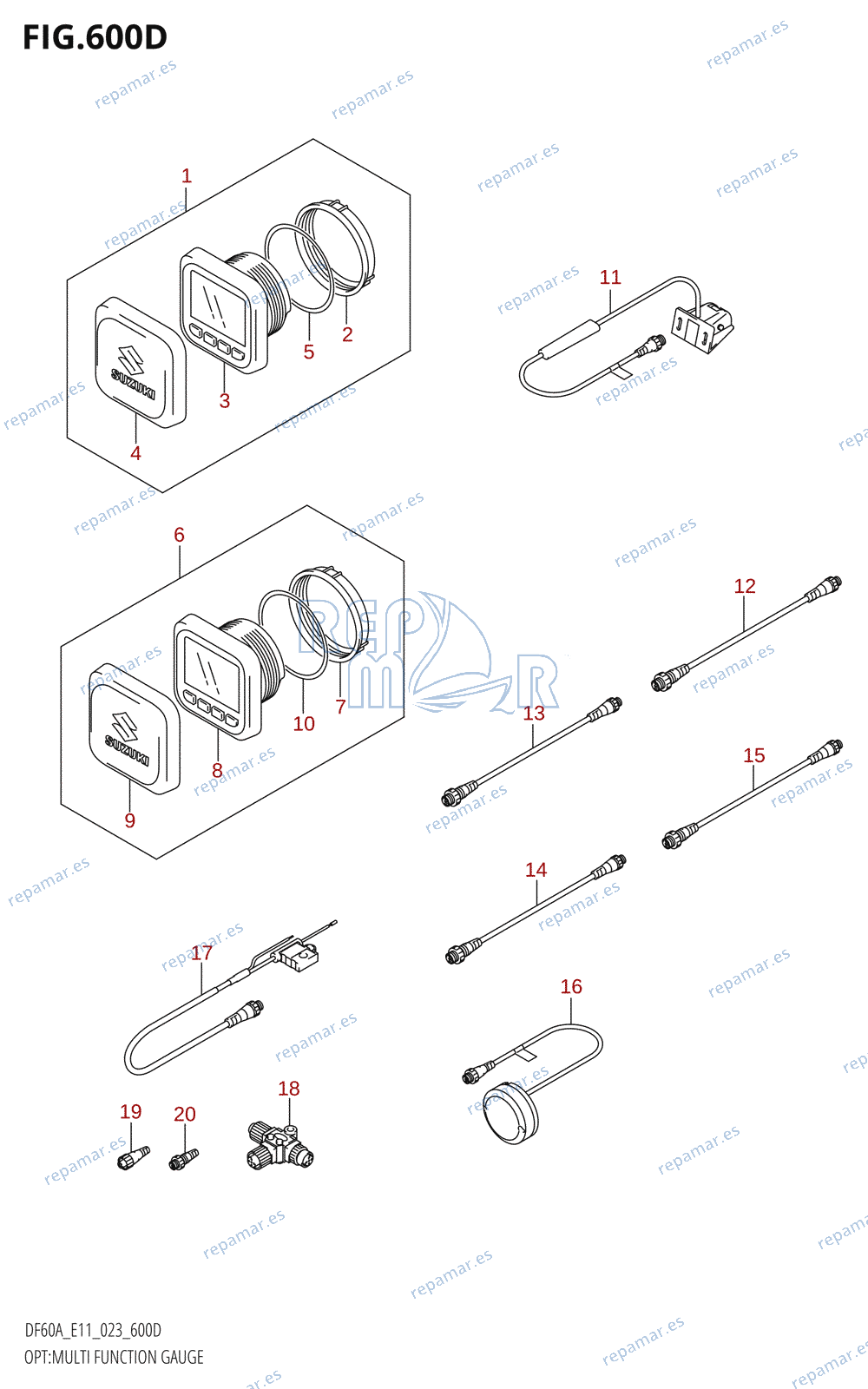 600D - OPT:MULTI FUNCTION GAUGE (DF50ATH,DF50AVT) (022,023)