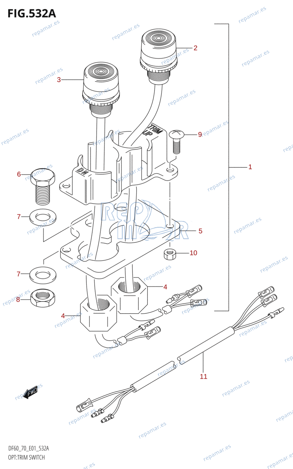 532A - OPT:TRIM SWITCH (W,X,Y,K1,K2,K3,K4)