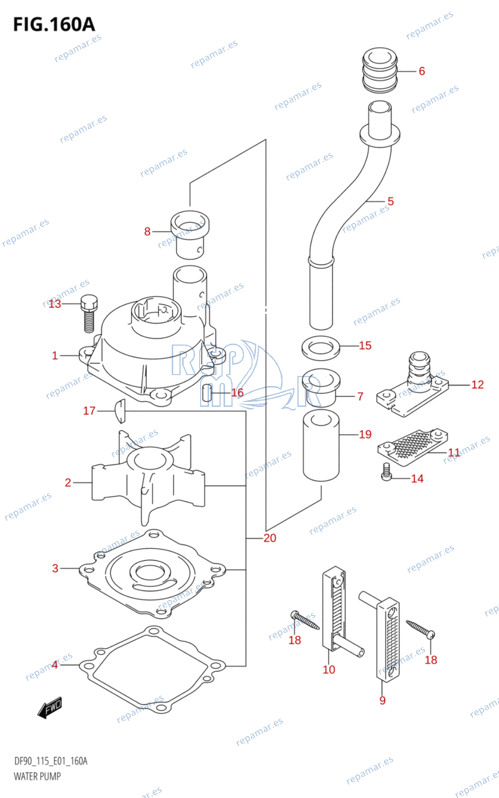 160A - WATER PUMP ((DF90T,DF115T):(K1,K2,K3,K4,K5,K6))