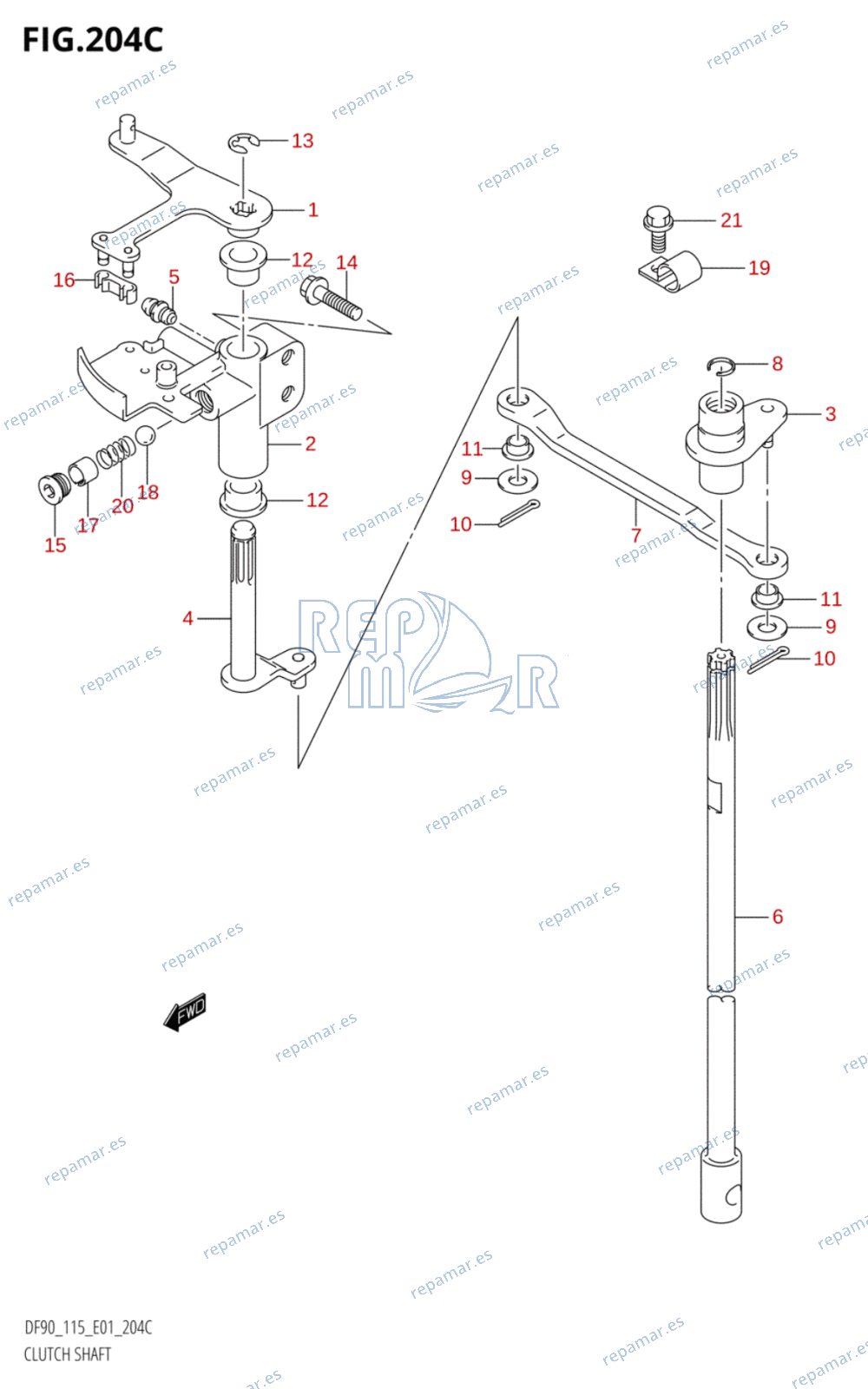 204C - CLUTCH SHAFT (K6,K7,K8,K9,K10,011)