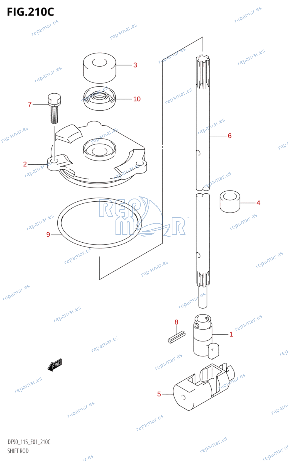 210C - SHIFT ROD (DF115Z,DF115WZ)