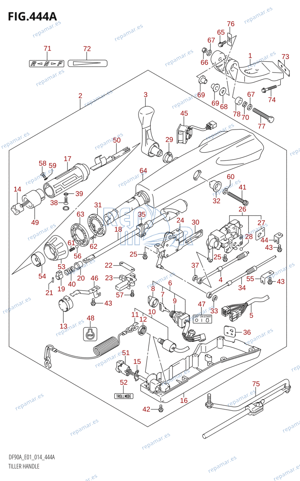 444A - TILLER HANDLE (DF70ATH:E01)