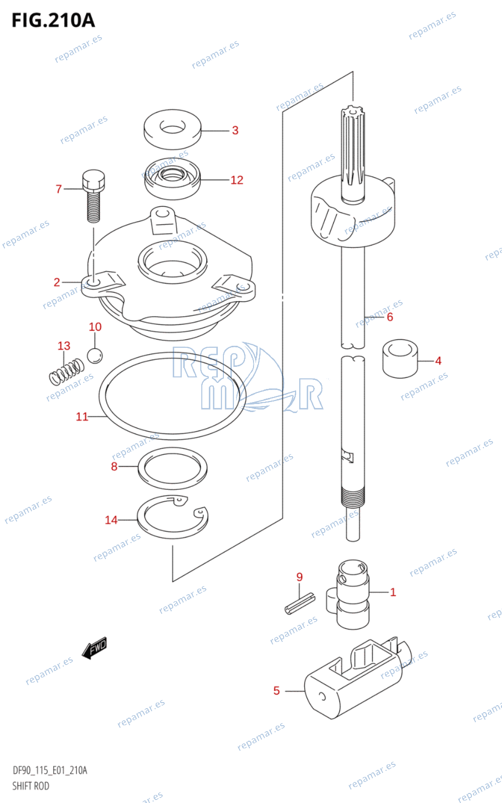 210A - SHIFT ROD (DF90T,DF115T,DF115WT)