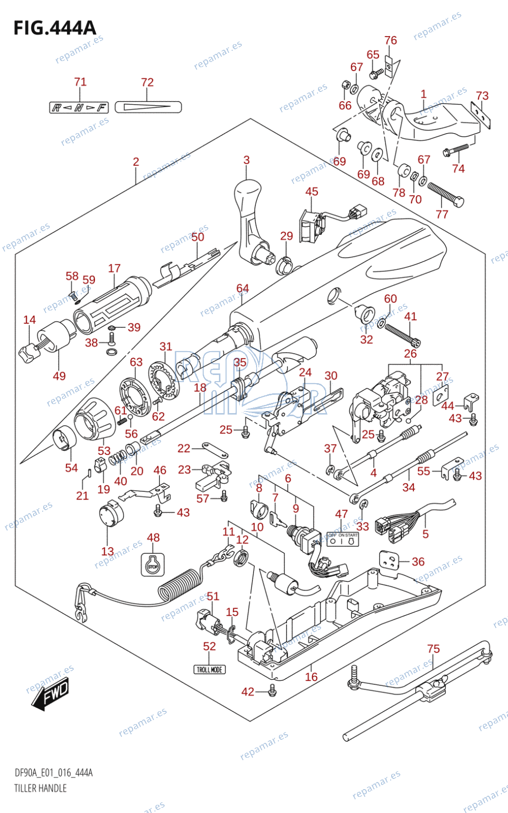 444A - TILLER HANDLE (DF70ATH:E01)