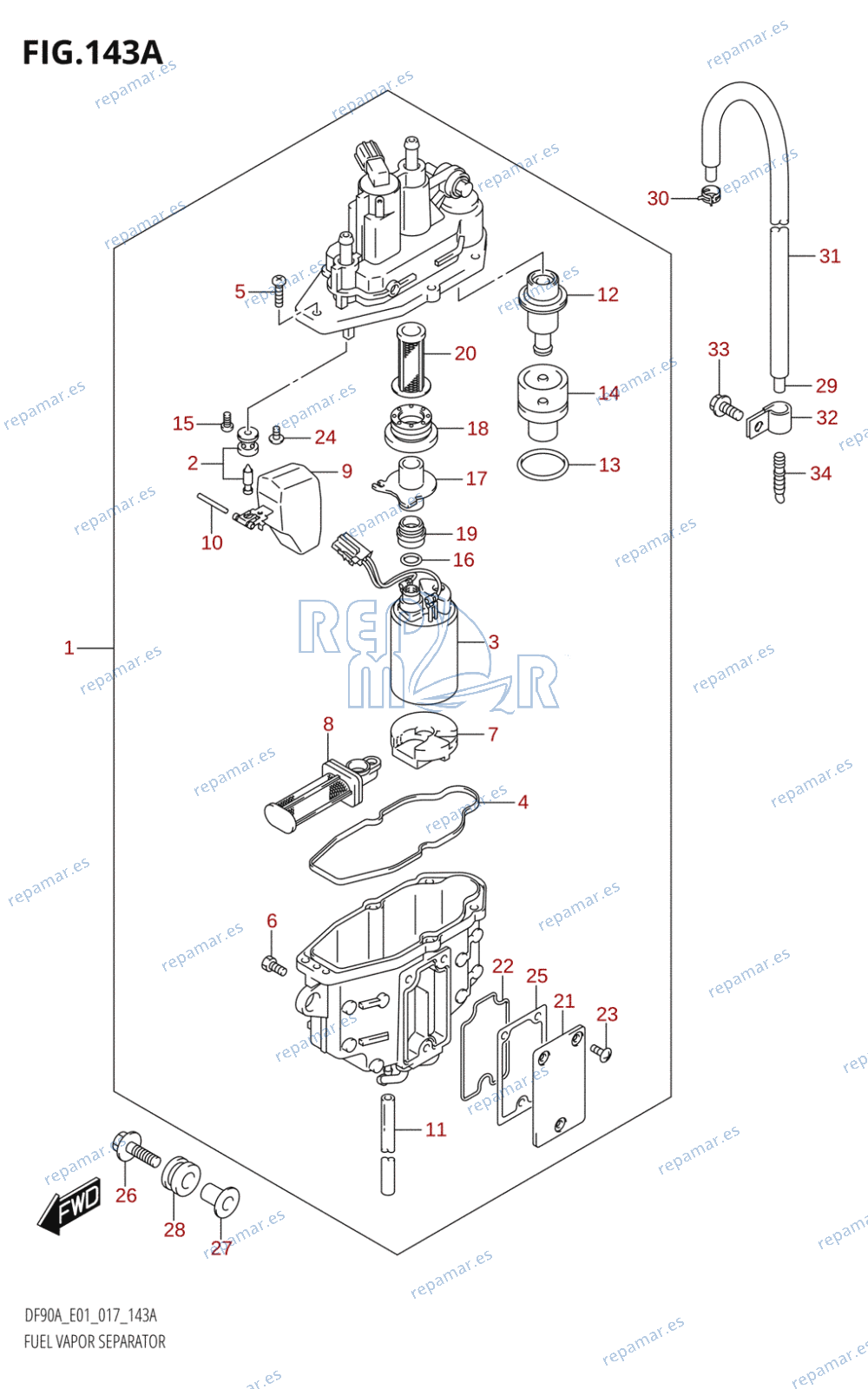 143A - FUEL VAPOR SEPARATOR (DF70A:E01)