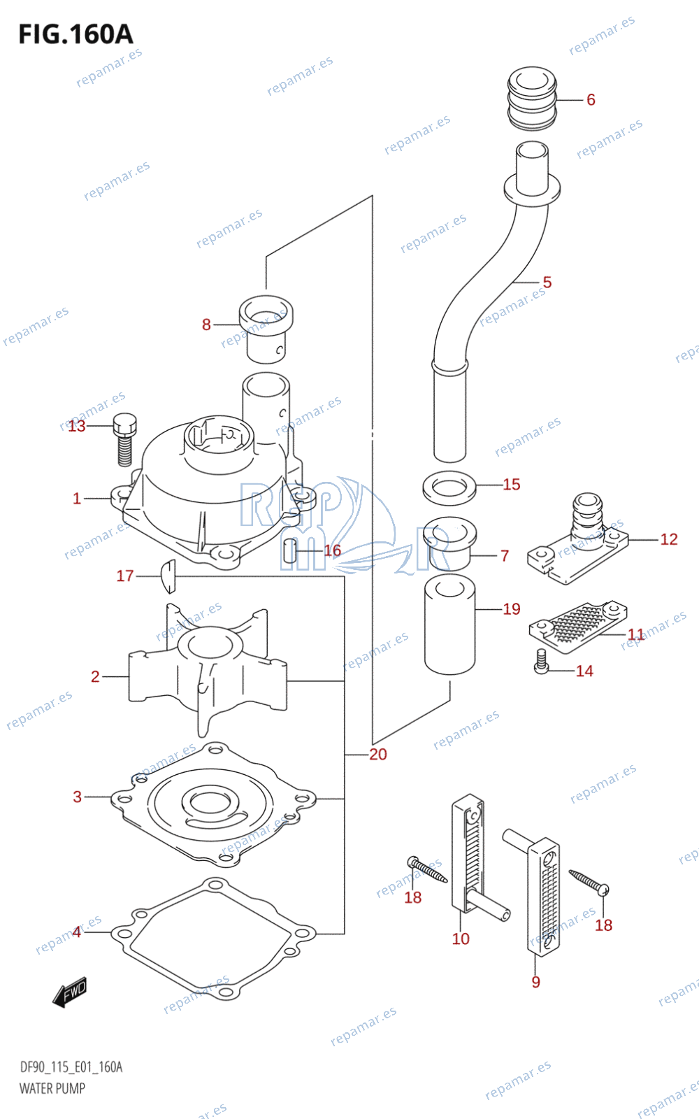 160A - WATER PUMP ((DF90T,DF115T):(K1,K2,K3,K4,K5,K6))