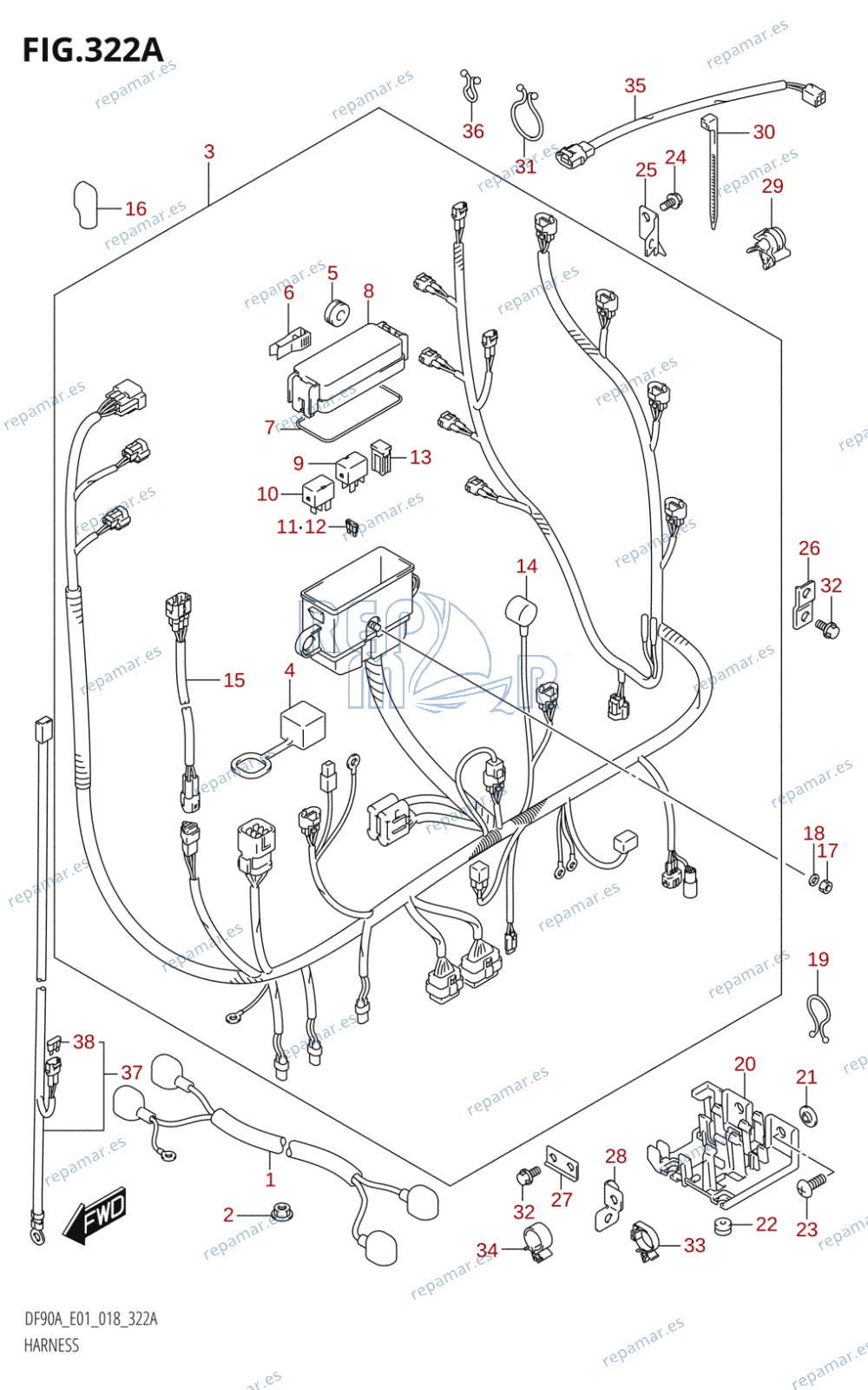 322A - HARNESS (DF70A,DF70ATH,DF80A,DF90A,DF90ATH)