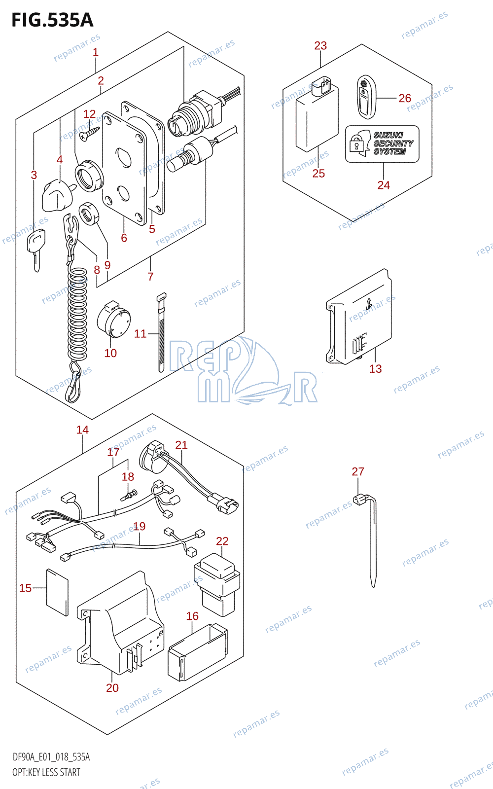 535A - OPT:KEY LESS START (DF70A:E01,DF80A:E01,DF90A:E01,DF100B:E01)