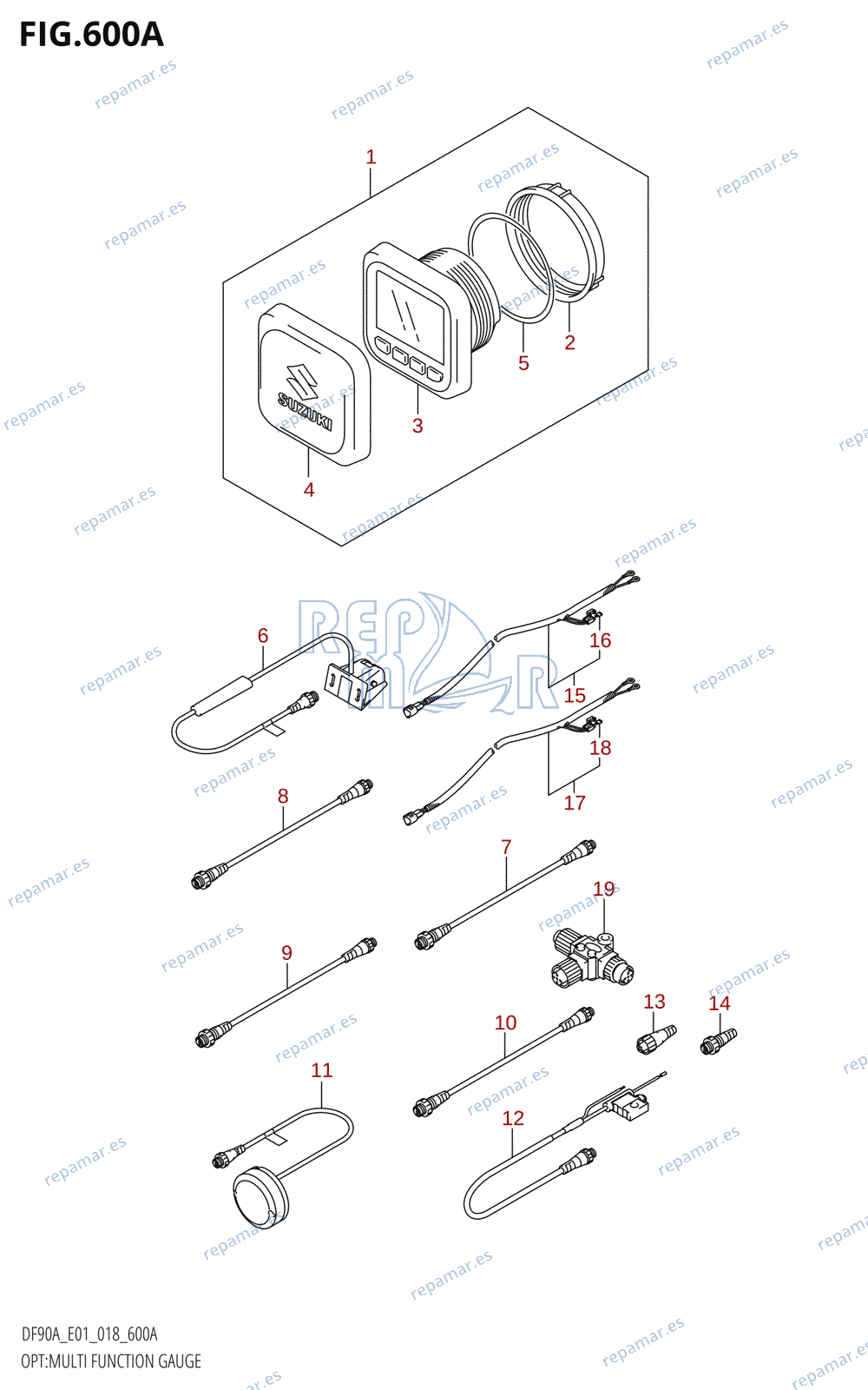 600A - OPT:MULTI FUNCTION GAUGE (DF70ATH,DF90ATH)