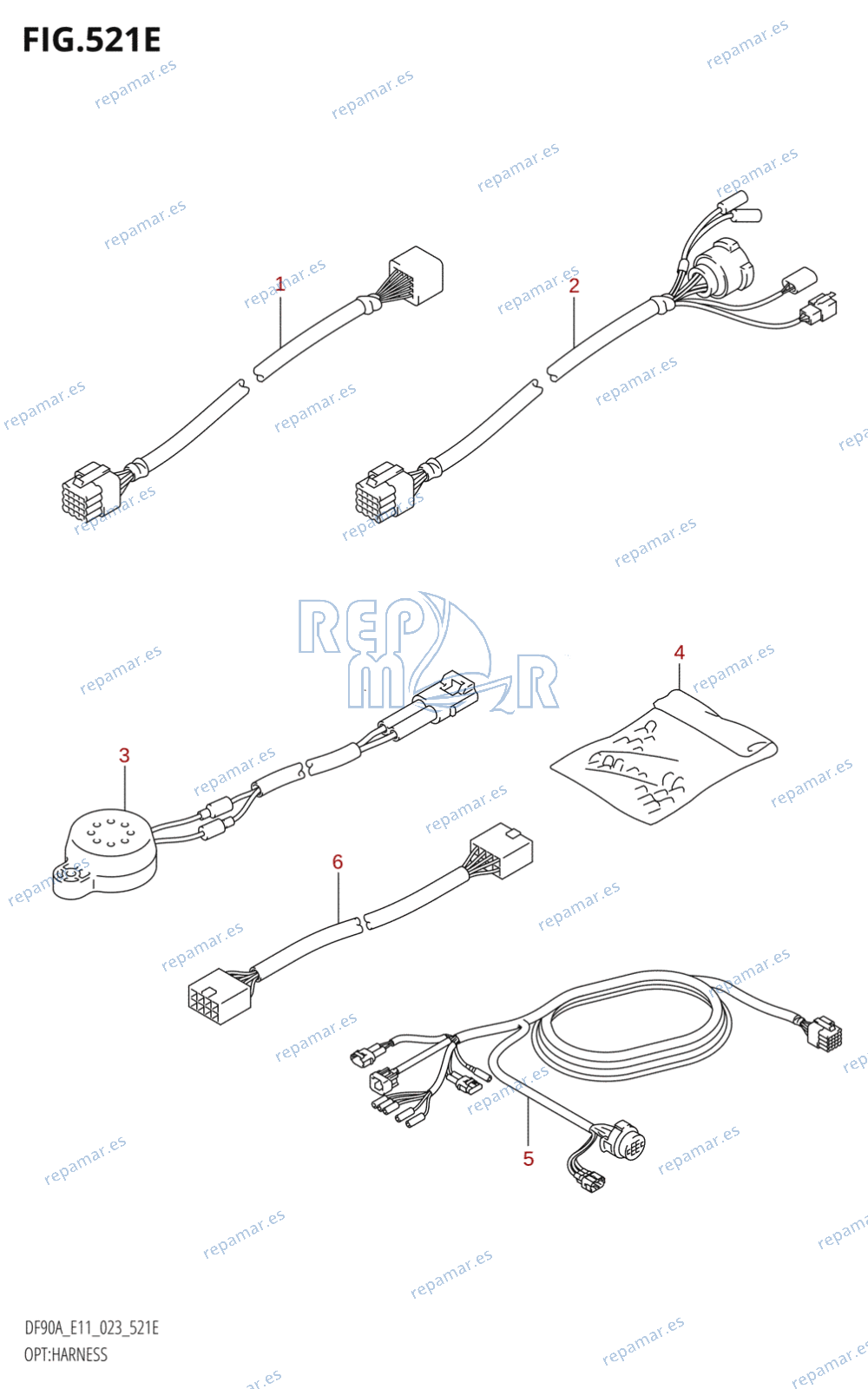 521E - OPT:HARNESS ((DF70A,DF90A):(E03,E11):022)