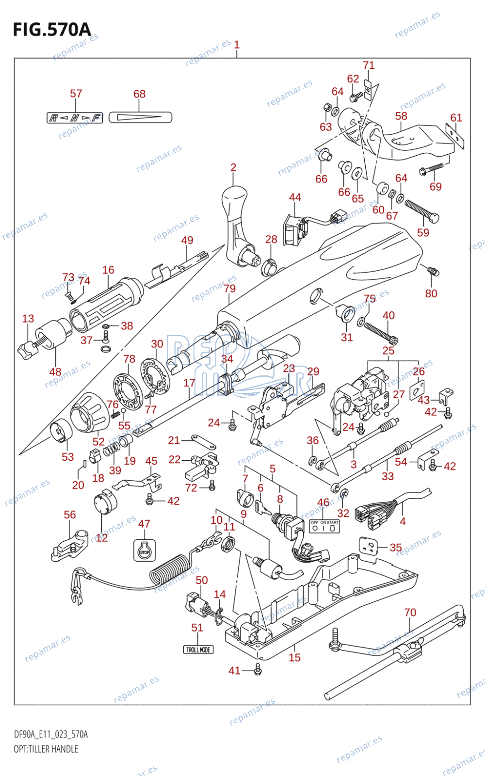 570A - OPT:TILLER HANDLE ((DF70A,DF80A,DF90A,DF100B):(020,021))