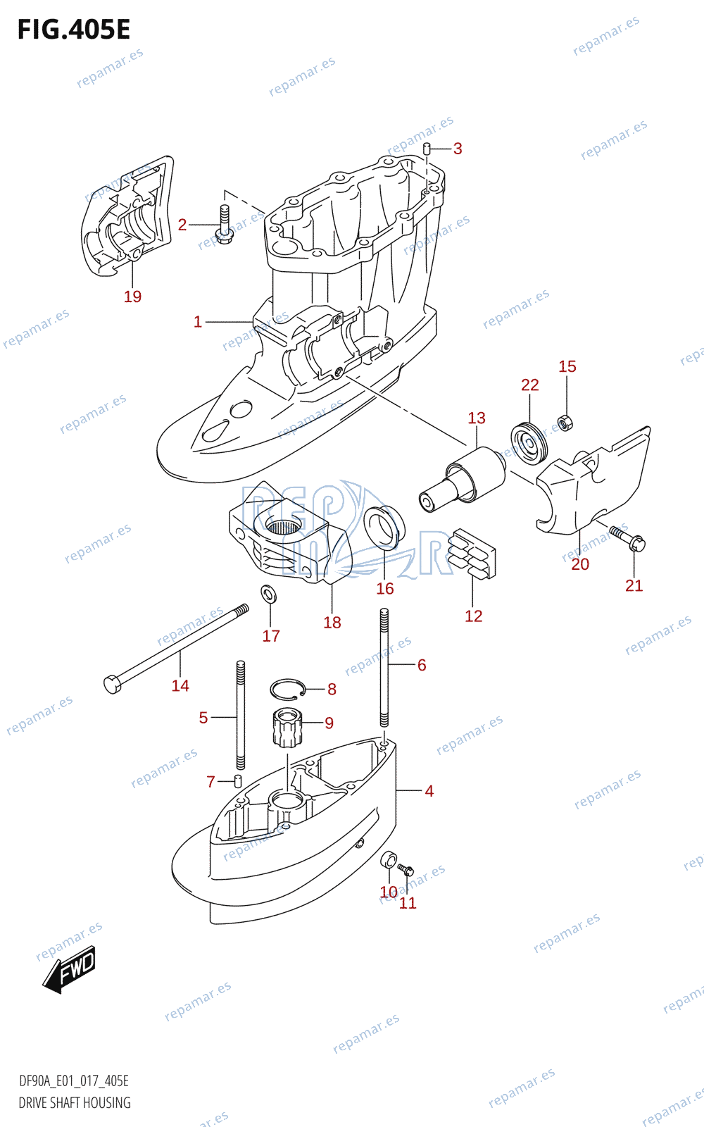 405E - DRIVE SHAFT HOUSING (DF80A:E01)