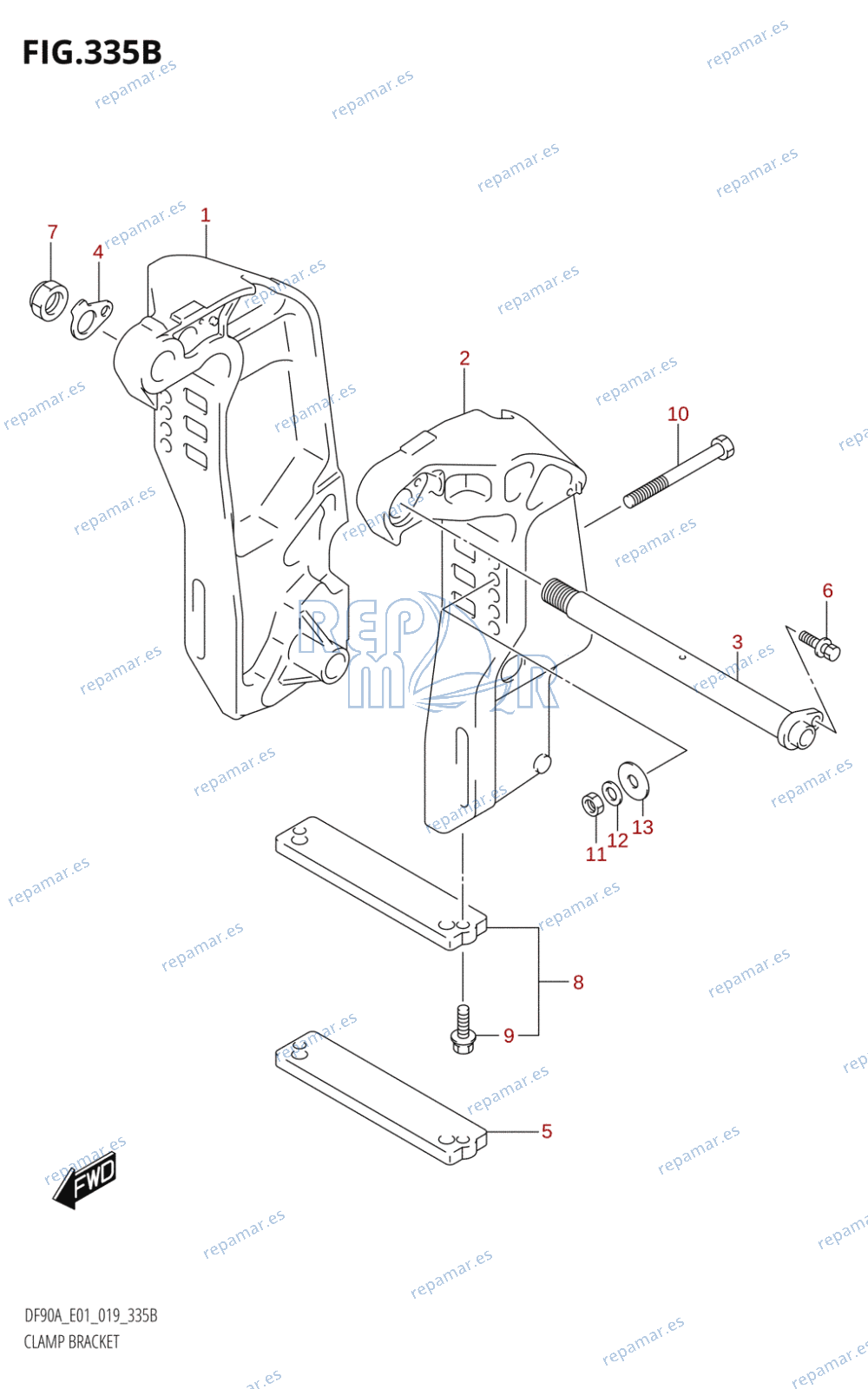 335B - CLAMP BRACKET (DF70ATH,DF80A,DF90ATH)