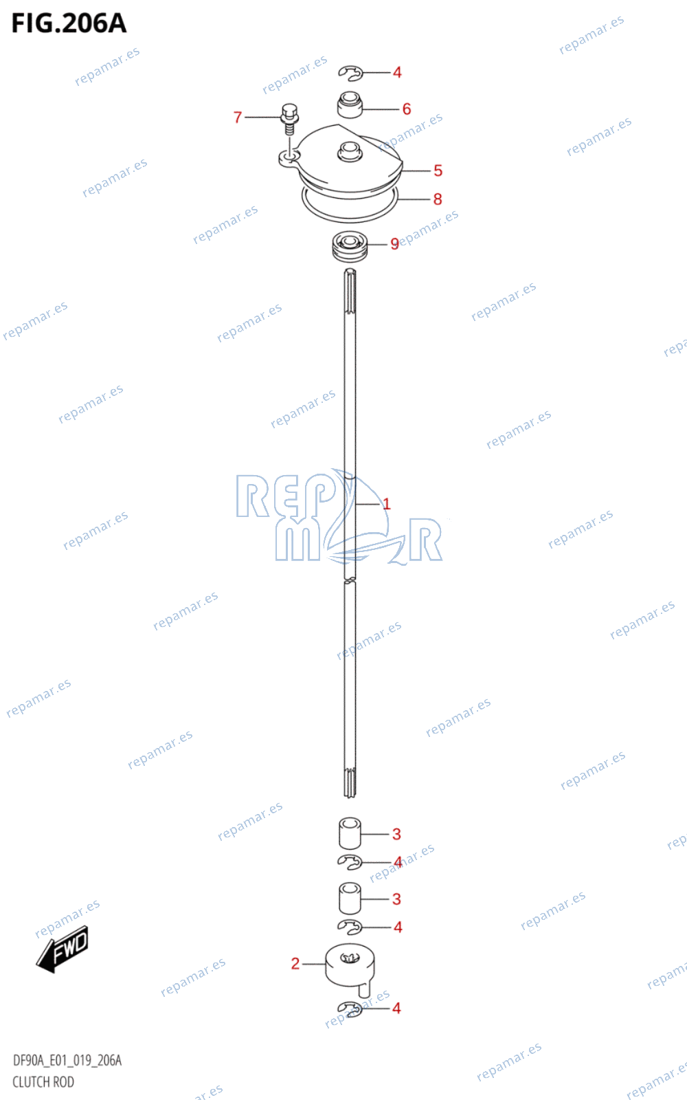 206A - CLUTCH ROD (DF70A,DF80A,DF90A,DF100B)