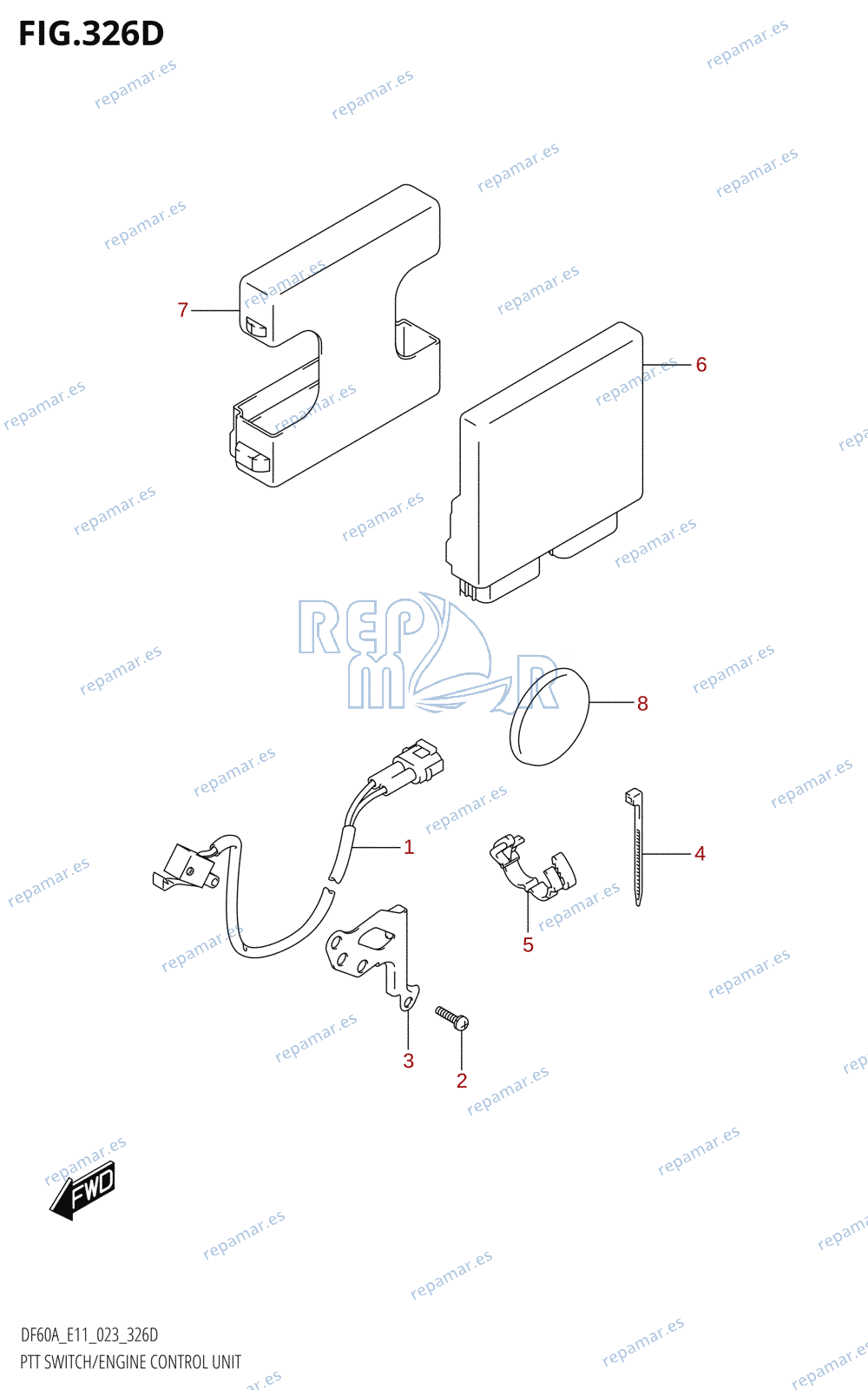 326D - PTT SWITCH /​ ENGINE CONTROL UNIT (DF40AQH)