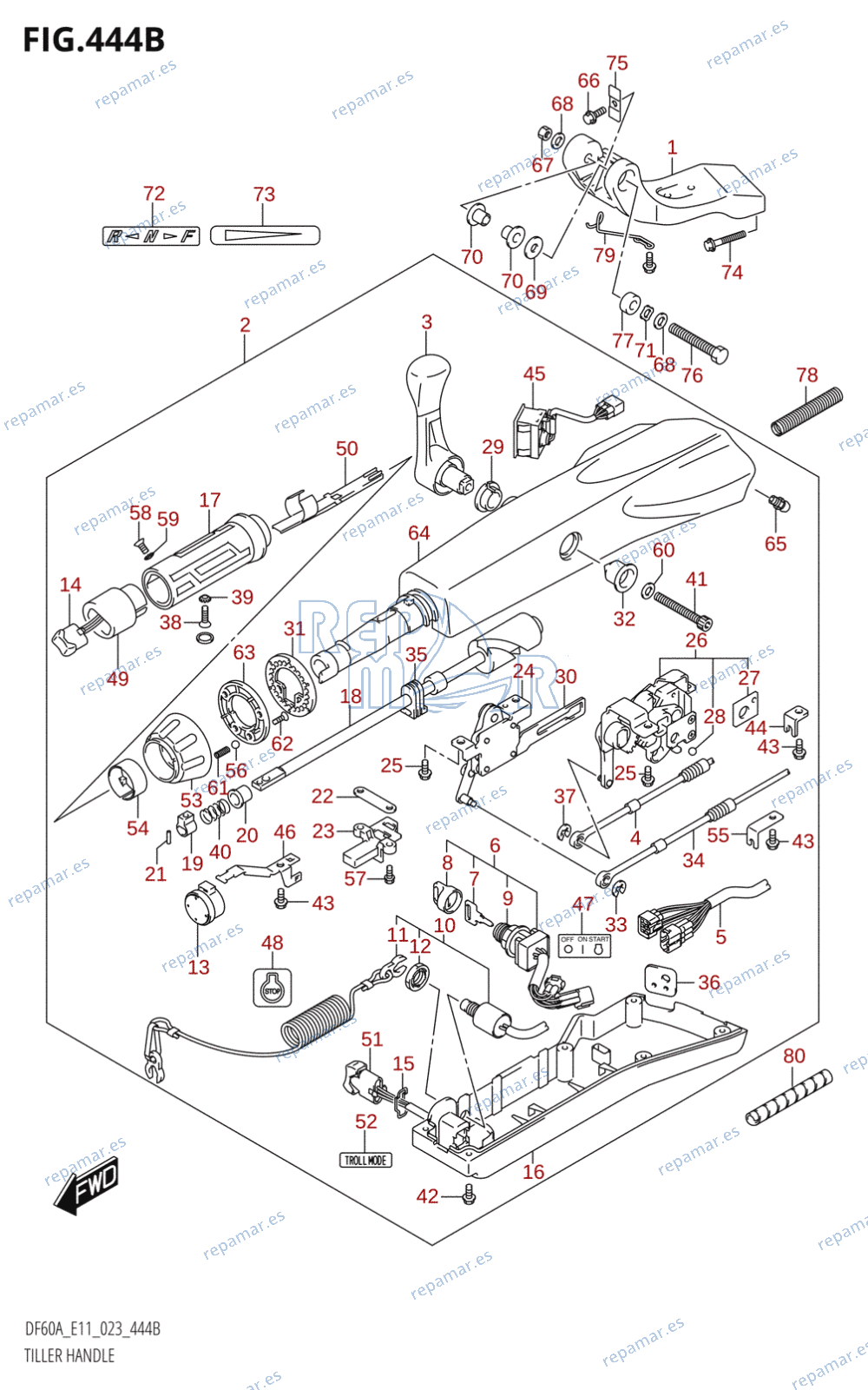 444B - TILLER HANDLE (DF40ATH,DF50ATH)