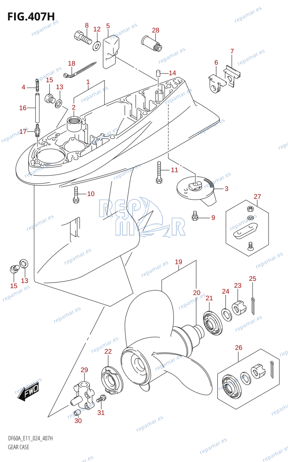 407H - GEAR CASE (DF40ASVT)