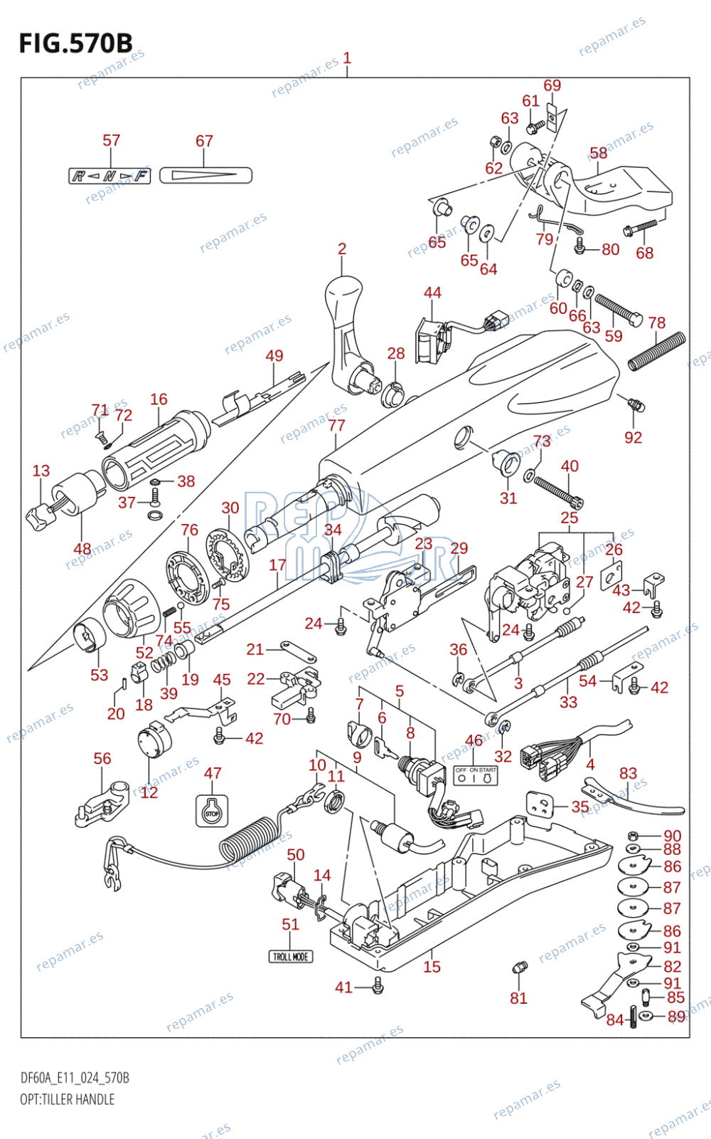 570B - OPT:TILLER HANDLE (DF40A,DF50A)