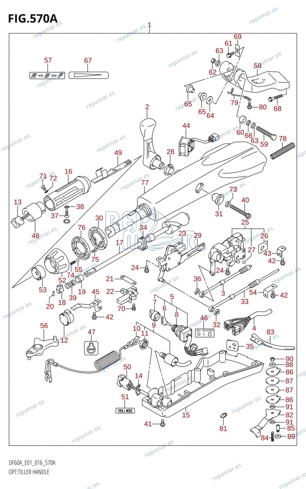 570A - OPT:TILLER HANDLE (DF40A:E01)