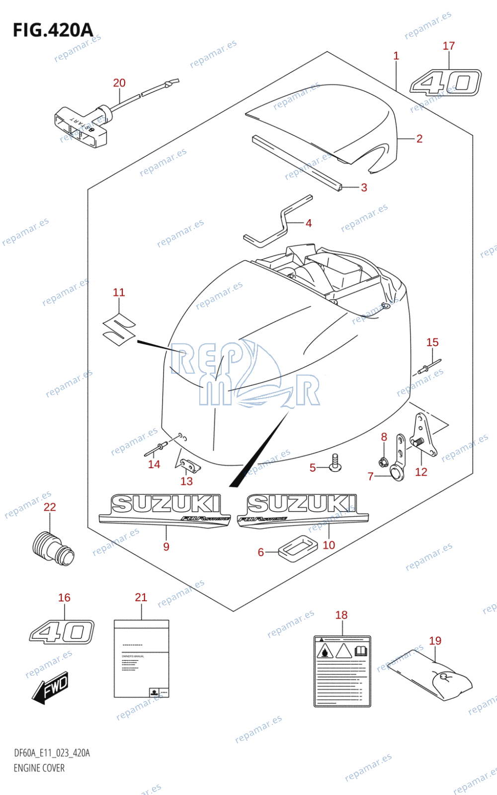 420A - ENGINE COVER ((DF40A,DF40AQH,DF40ATH):E01:020)