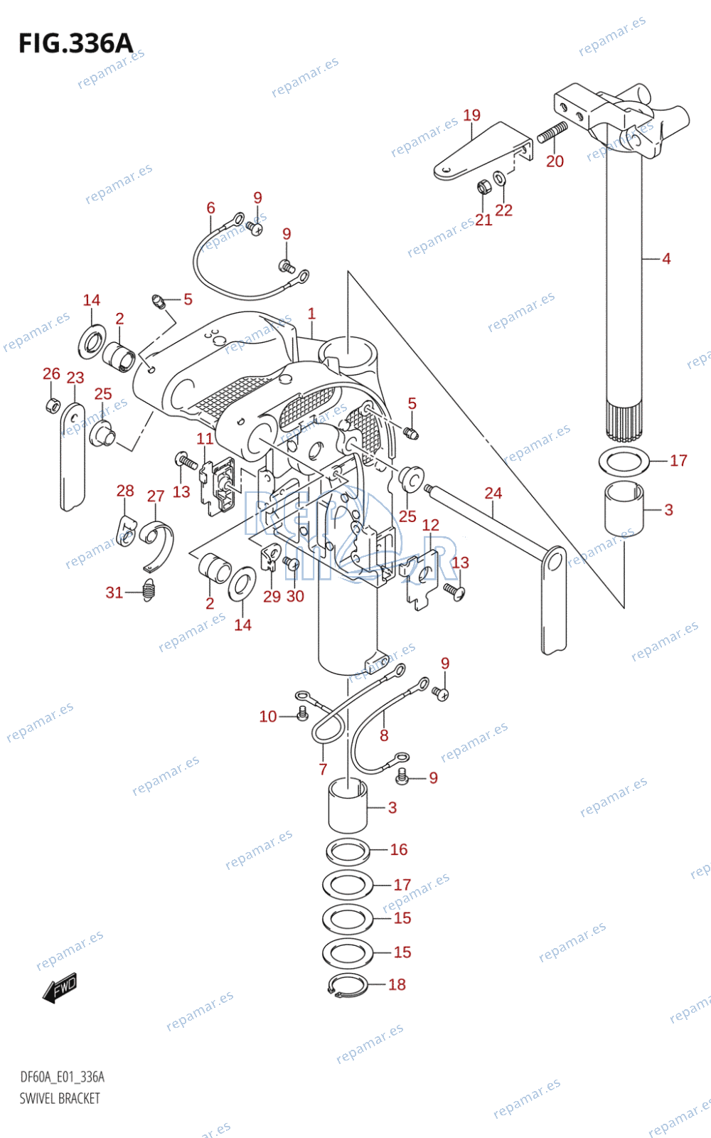 336A - SWIVEL BRACKET (DF40AST,DF60AT,DF60ATH,DF60AWT,DF60AWTH)