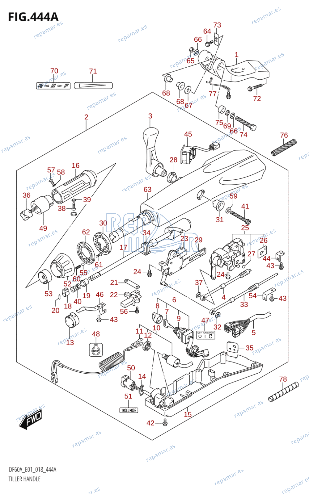 444A - TILLER HANDLE (DF40AQH,DF60AQH)