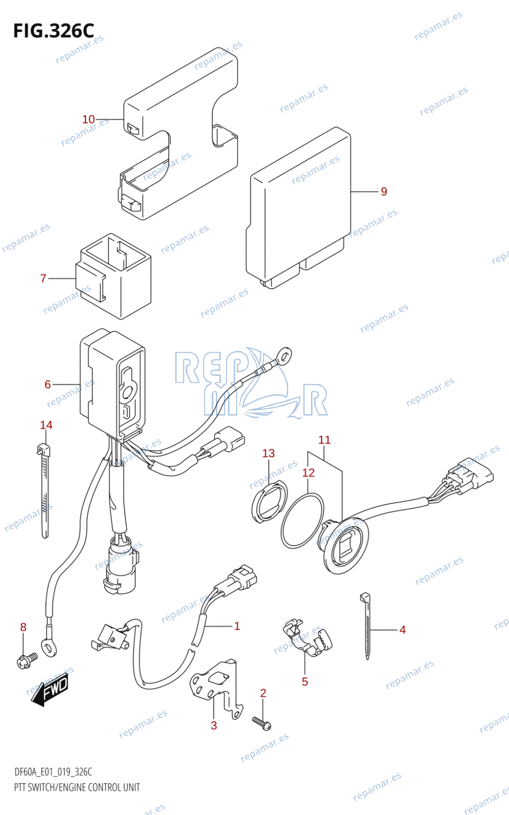 326C - PTT SWITCH /​ ENGINE CONTROL UNIT (DF40AST:E34)