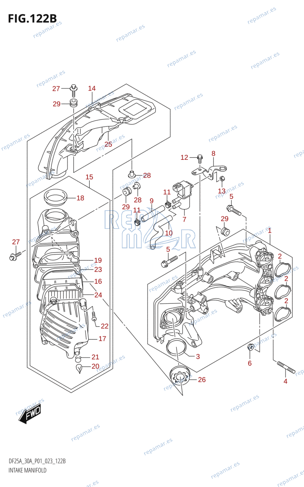 122B - INTAKE MANIFOLD (021:(DF25A,DF25AR,DF25AT,DF25ATH),(022,023):(DF25A,DF25AT,DF25ATH))