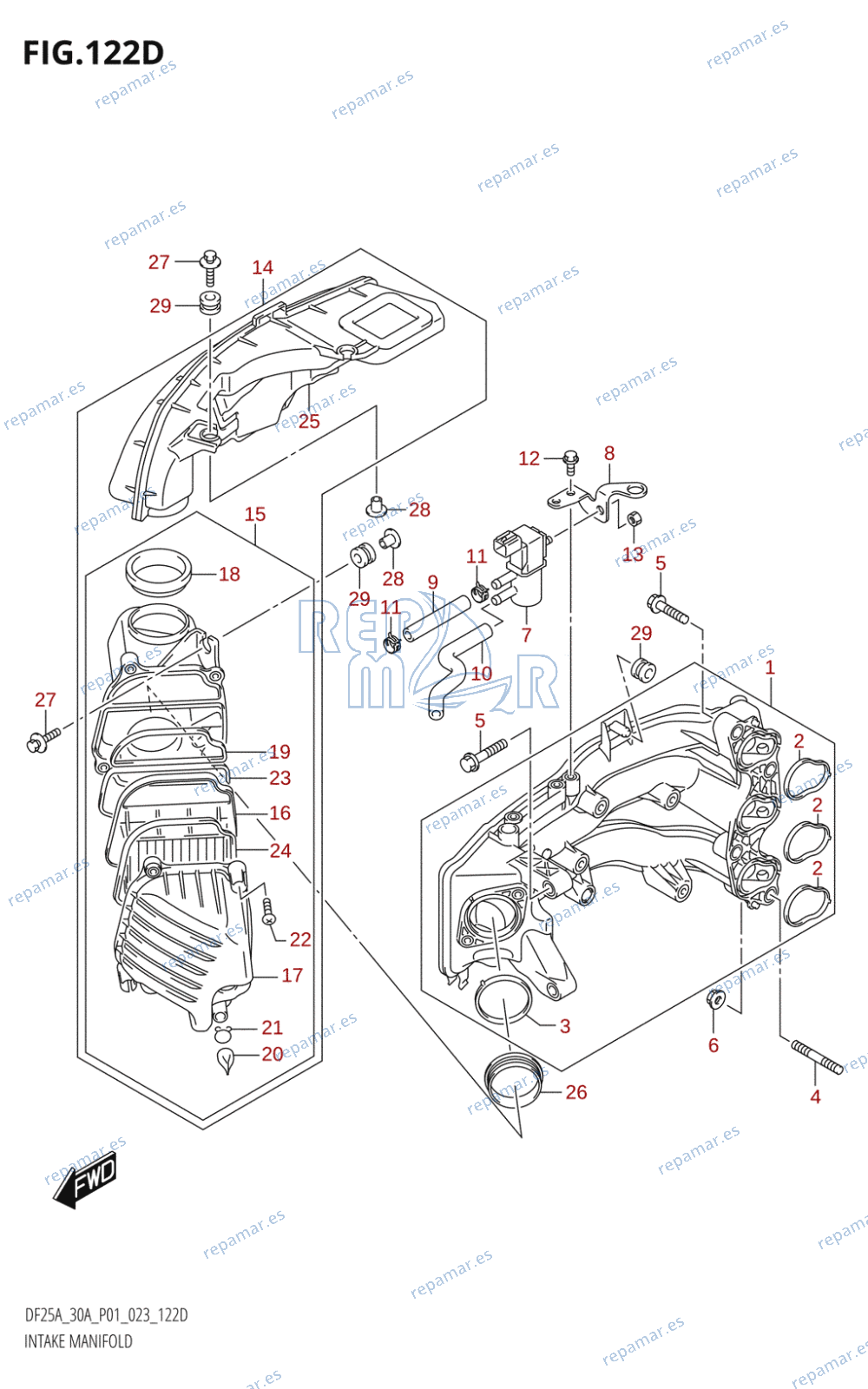 122D - INTAKE MANIFOLD ((021,022,023):(DF30A,DF30AR,DF30AT,DF30ATH,DF30AQ))