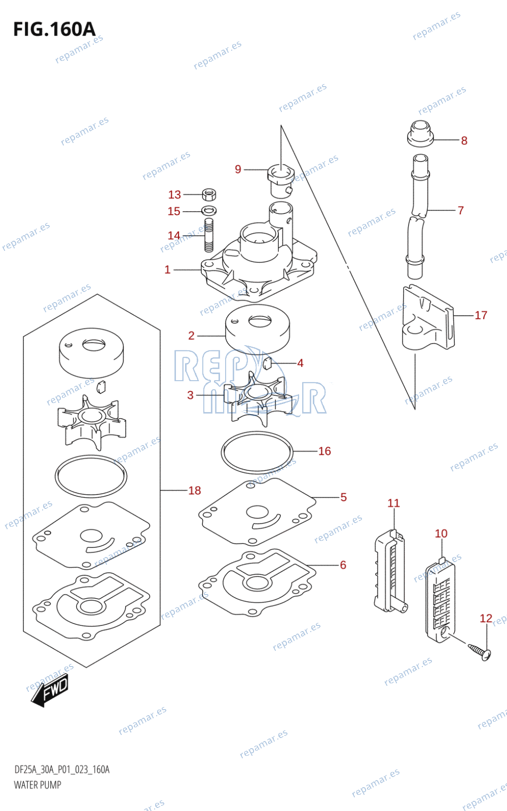 160A - WATER PUMP (DF25A,DF25AR,DF25AT,DF25ATH,DF30AR,DF30AT,DF30ATH)