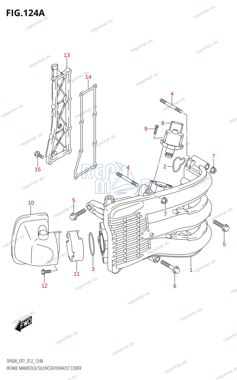 124A - INTAKE MANIFOLD /​ SILENCER /​ EXHAUST COVER