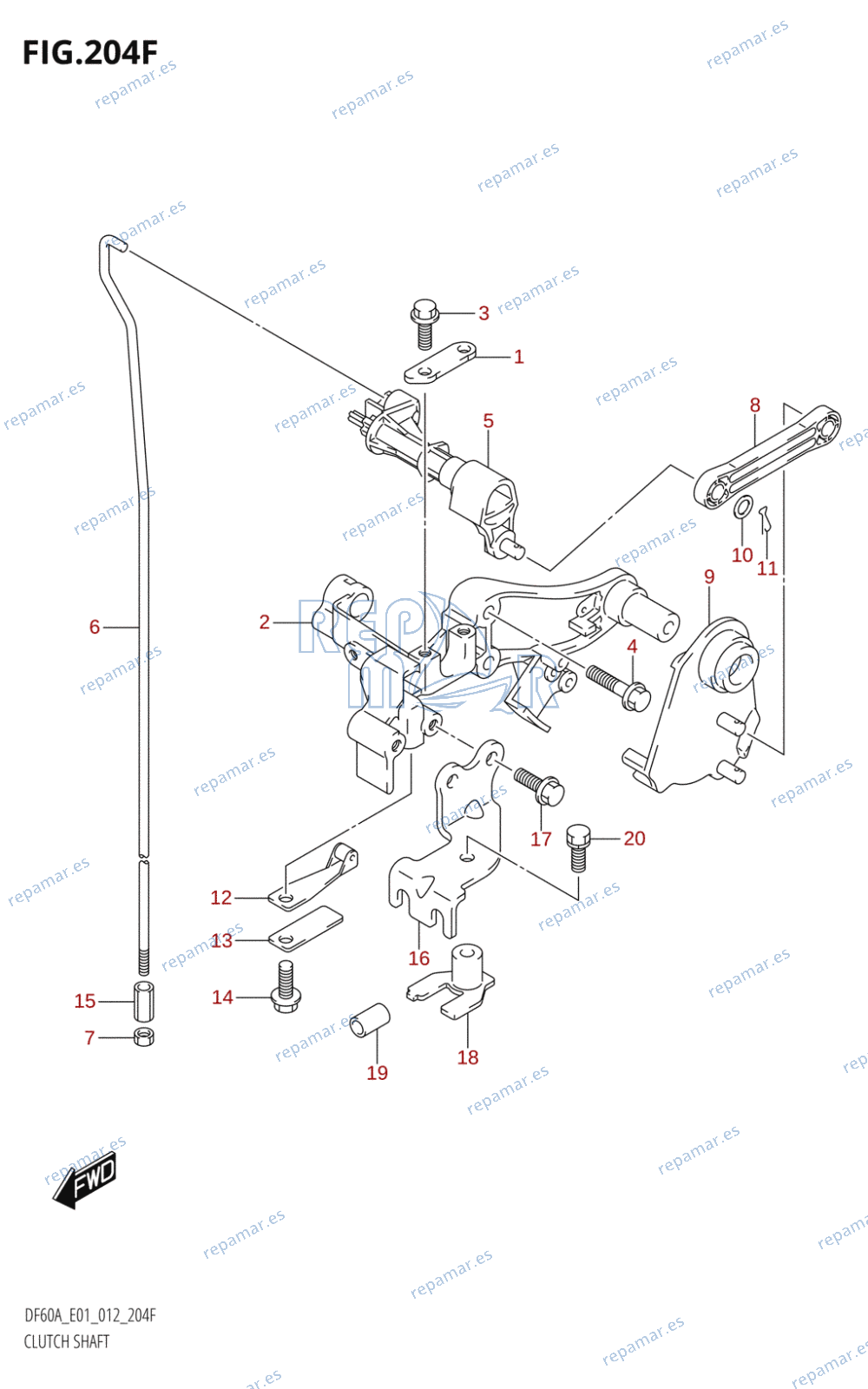 204F - CLUTCH SHAFT (DF60A:E01)