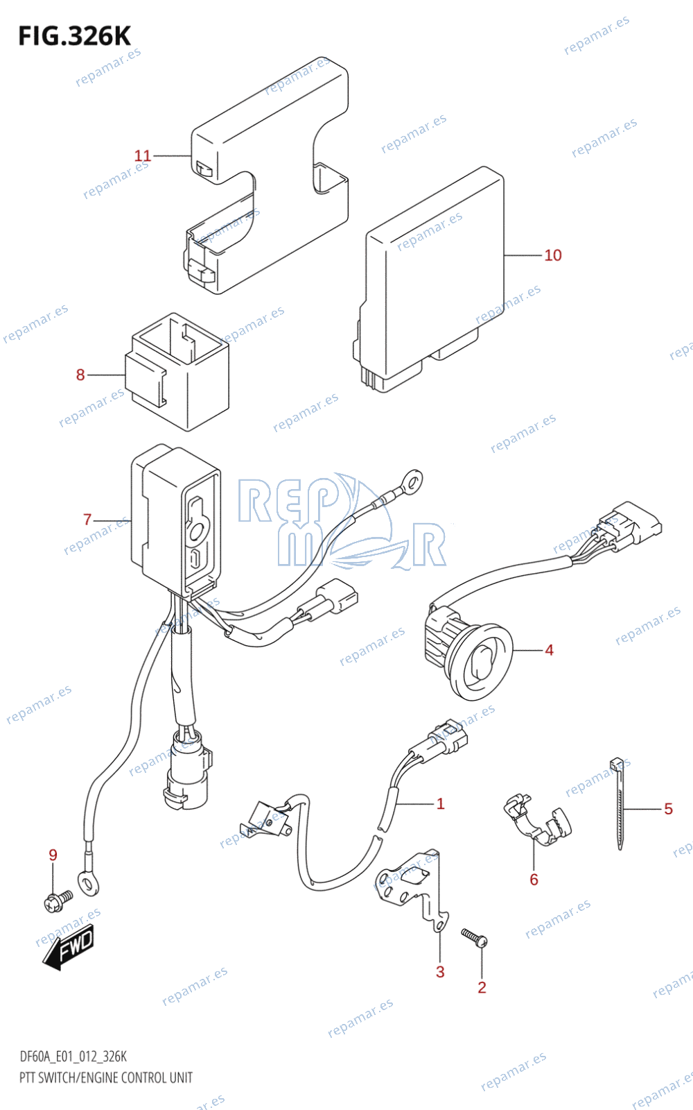 326K - PTT SWITCH /​ ENGINE CONTROL UNIT (DF60ATH:E01)