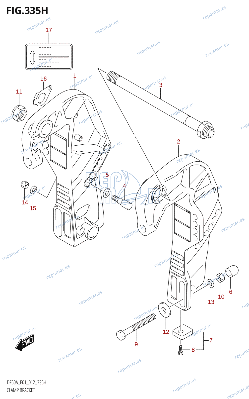 335H - CLAMP BRACKET (DF60AQH:E01)