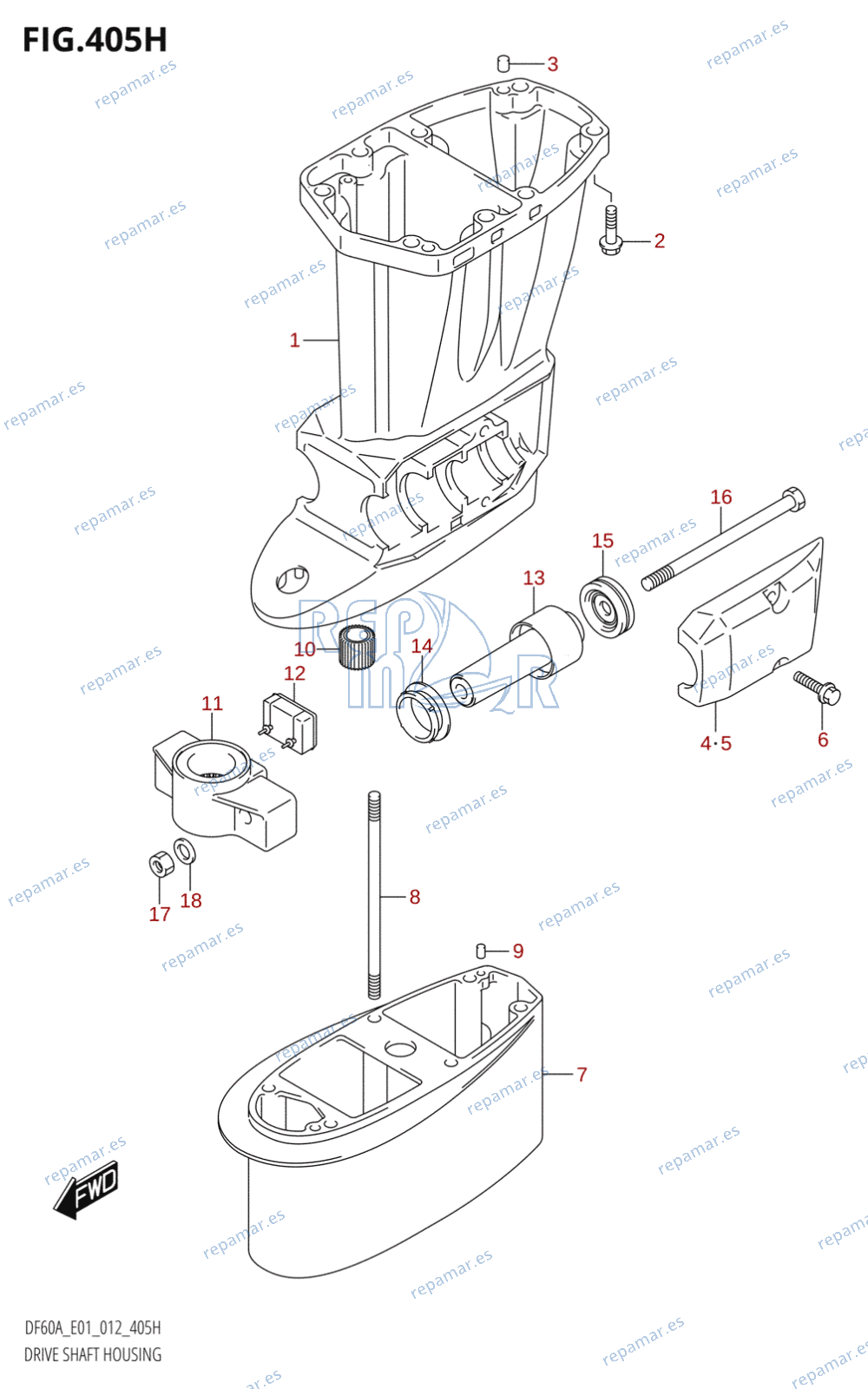 405H - DRIVE SHAFT HOUSING (DF60AQH:E01)