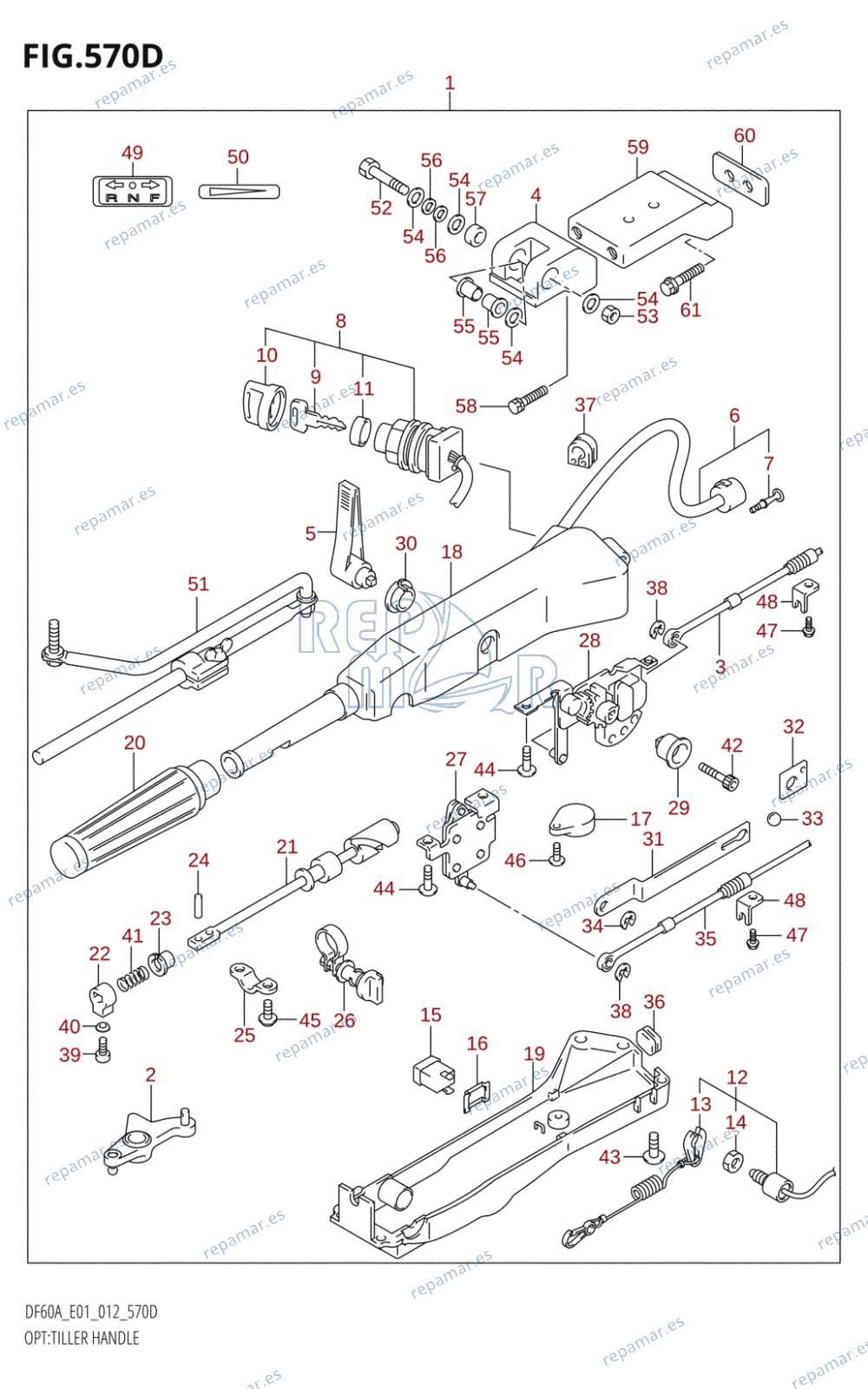 570D - OPT:TILLER HANDLE (DF60A:E01)