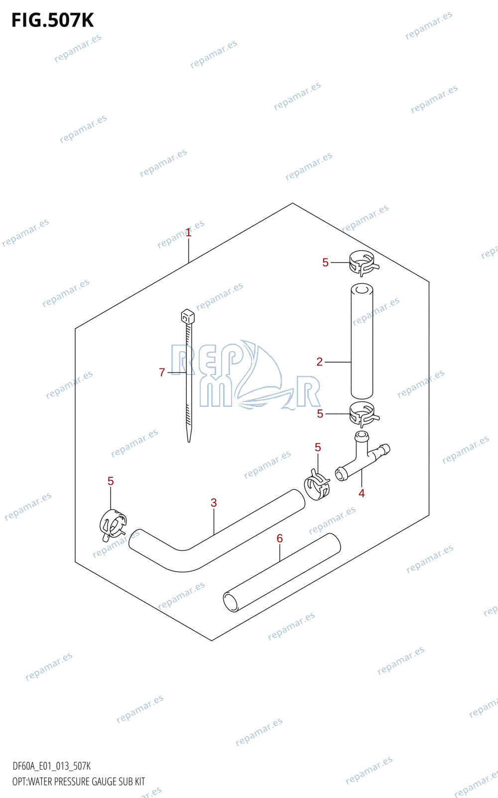 507K - OPT:WATER PRESSURE GAUGE SUB KIT (DF60A:E01)