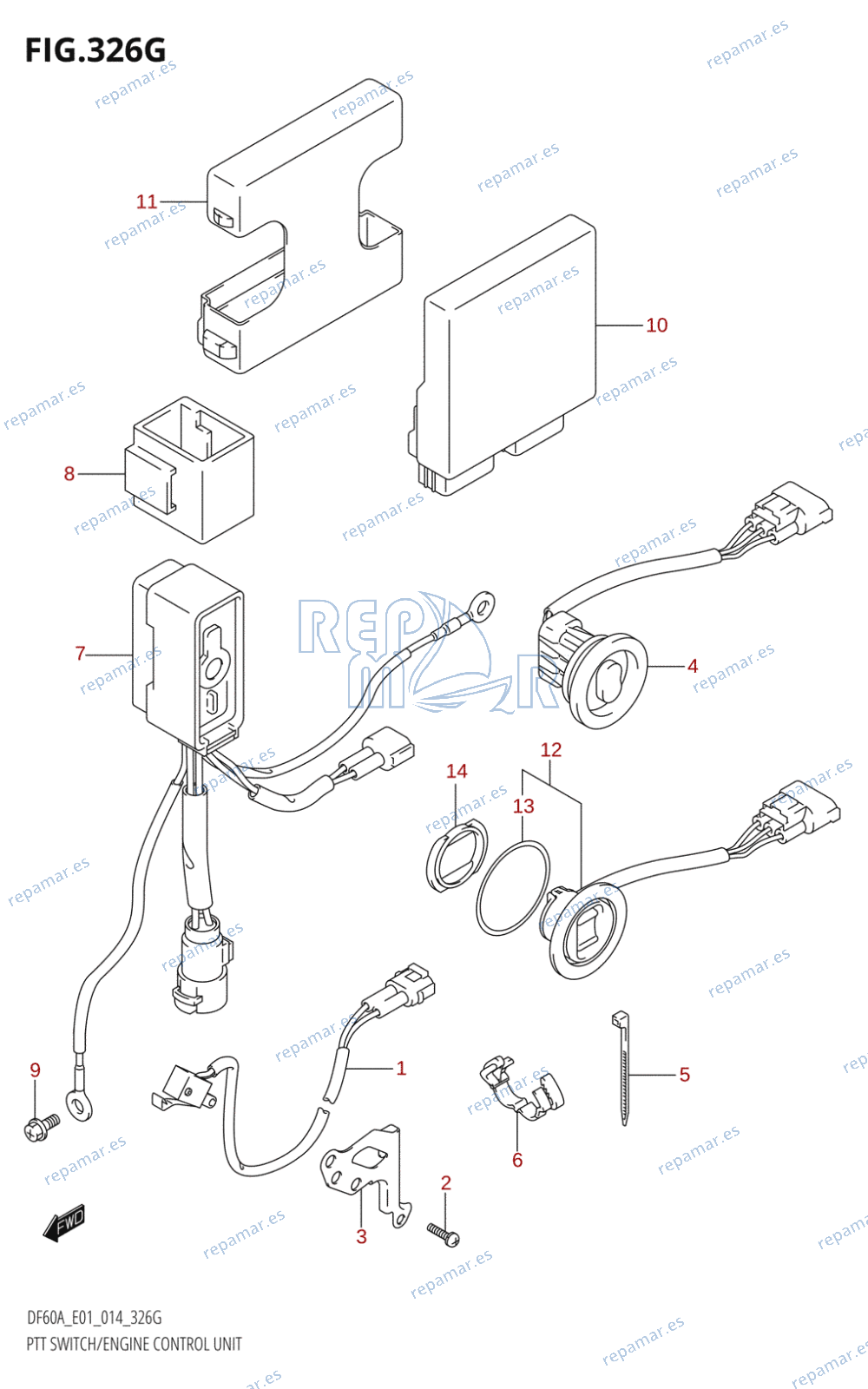 326G - PTT SWITCH /​ ENGINE CONTROL UNIT (DF60A:E01)