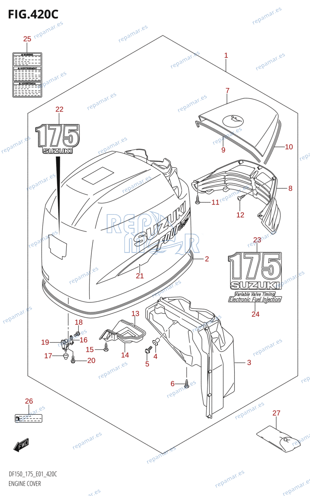 420C - ENGINE COVER ((DF175T,DF175Z):(K6,K7,K8,K9))