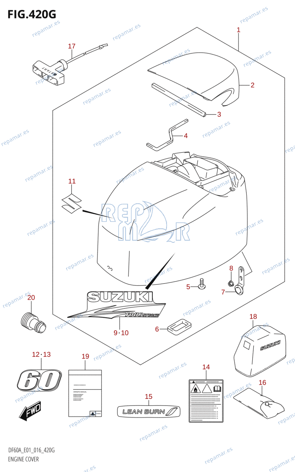 420G - ENGINE COVER (DF60A:E01)