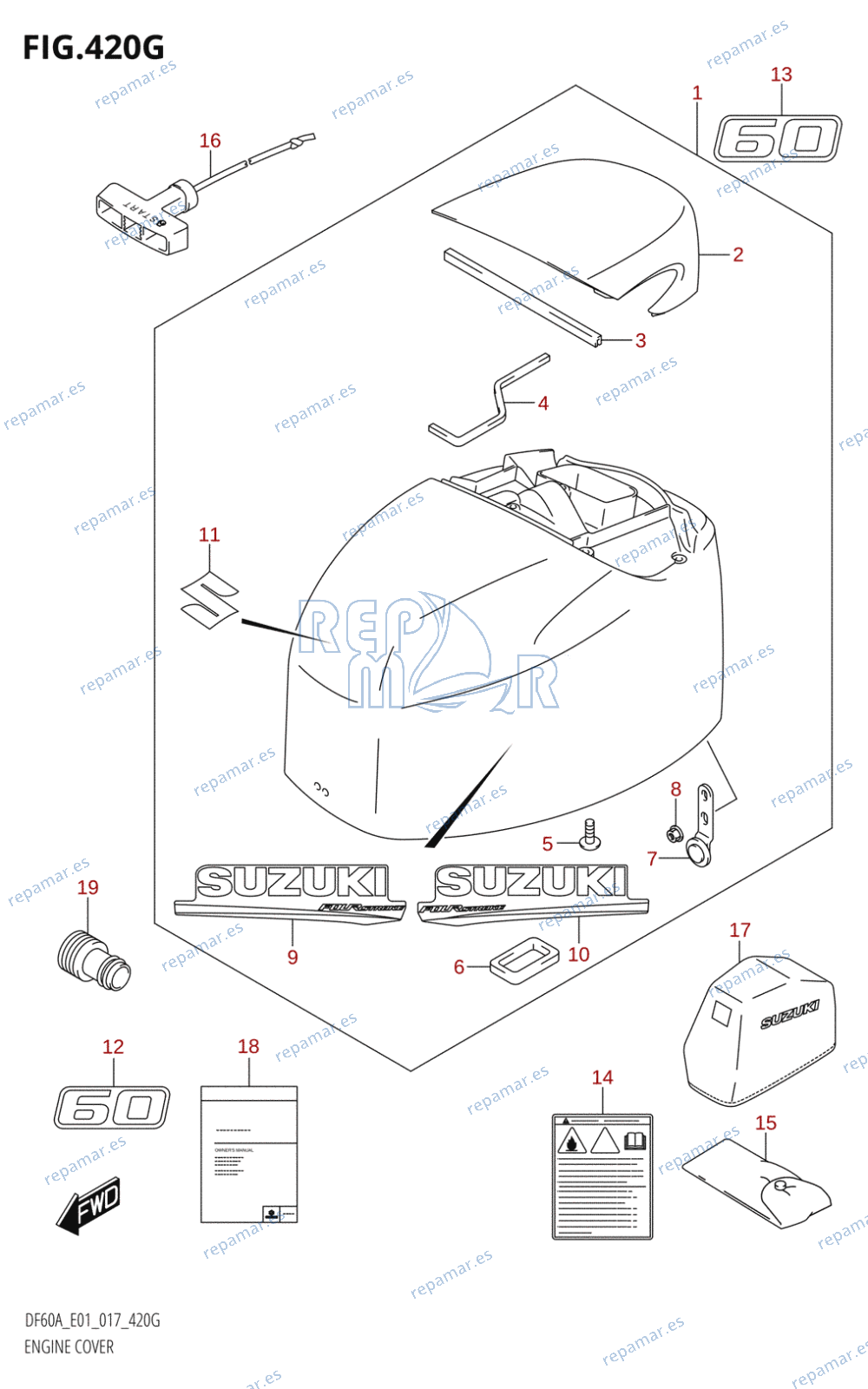 420G - ENGINE COVER (DF60A:E01)