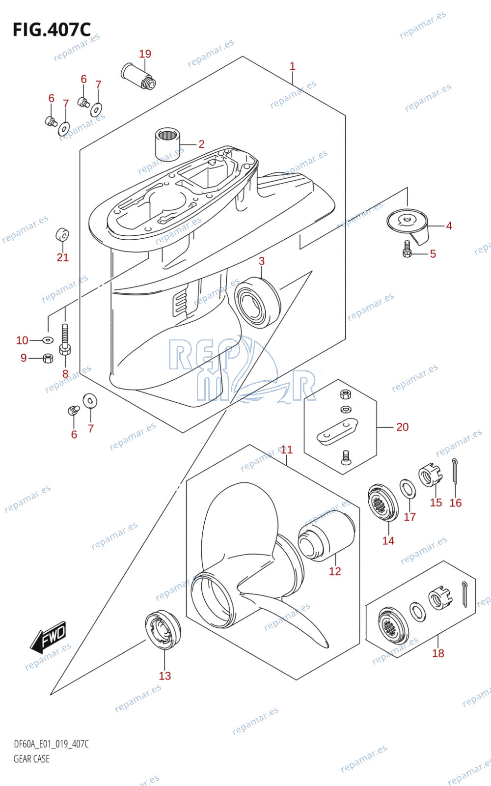 407C - GEAR CASE (DF60A:E01)