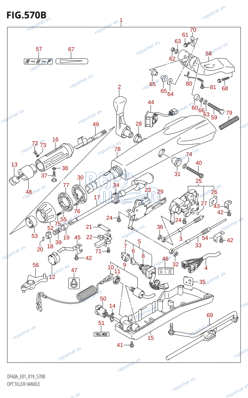 570B - OPT:TILLER HANDLE (DF40AST,DF60A,DF50AVT,DF60AVT)