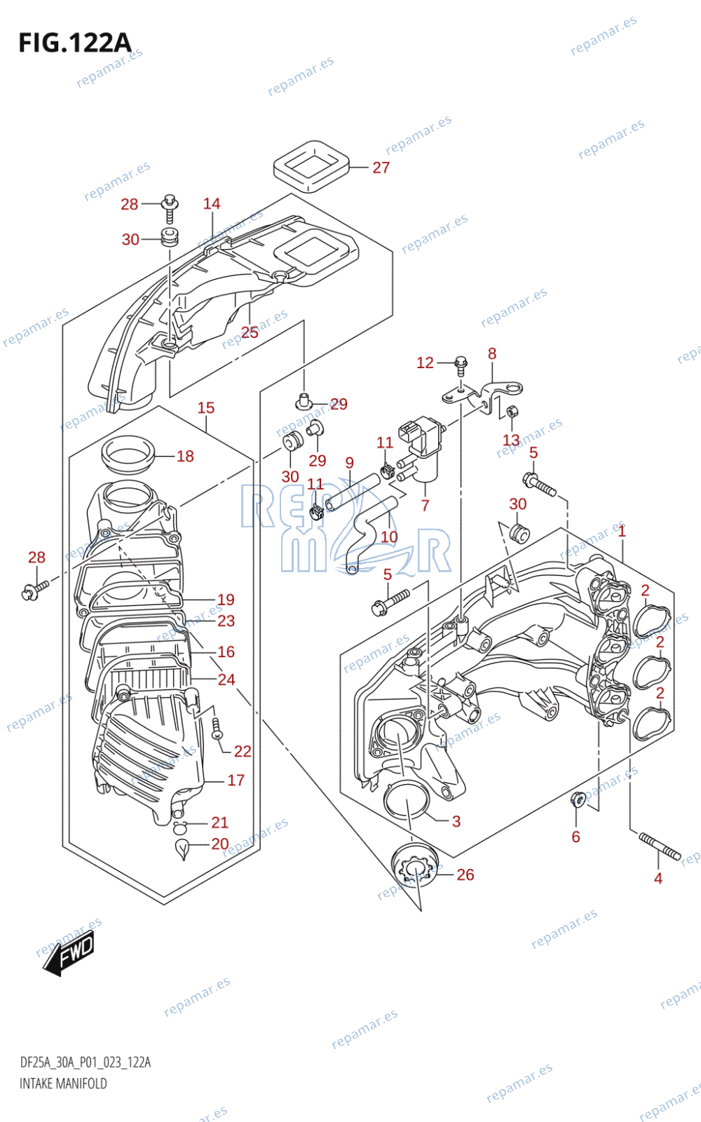 122A - INTAKE MANIFOLD (020:(DF25A,DF25AT,DF25ATH))