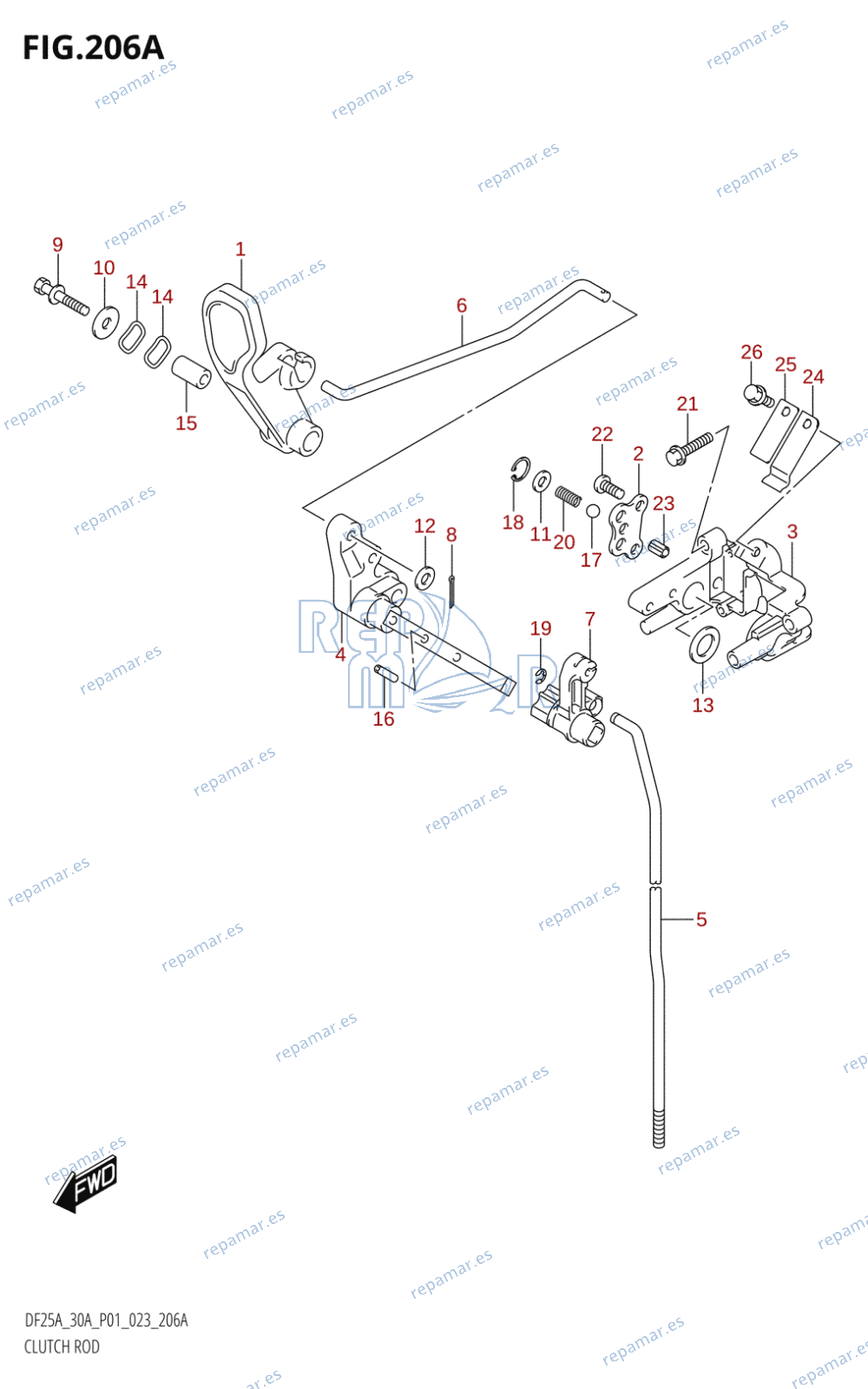 206A - CLUTCH ROD (DF25A,DF25ATH,DF30A,DF30ATH)