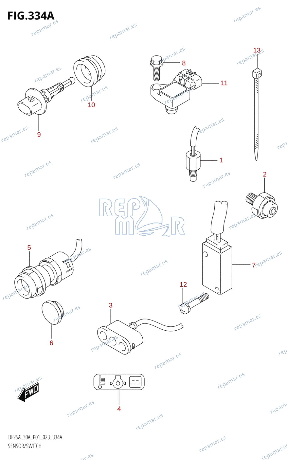 334A - SENSOR /​ SWITCH (DF25A,DF30AQ)