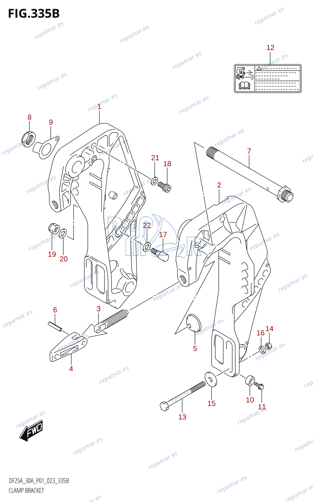 335B - CLAMP BRACKET (DF25AT,DF25ATH,DF30AT,DF30ATH)