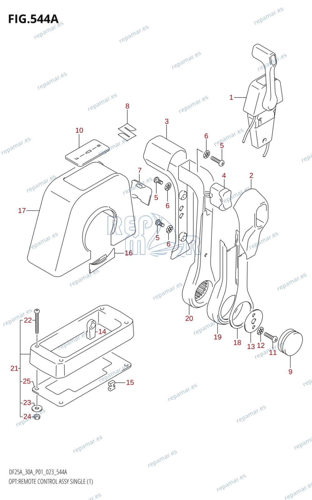 544A - OPT:REMOTE CONTROL ASSY SINGLE (1) (DF25AR,DF25AT,DF30AR,DF30AT,(DF25ATH,DF30ATH):(022,023))