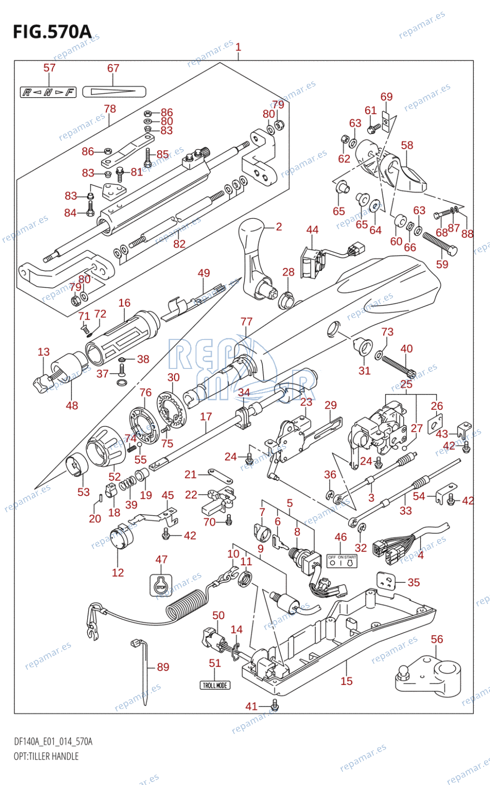 570A - OPT:TILLER HANDLE