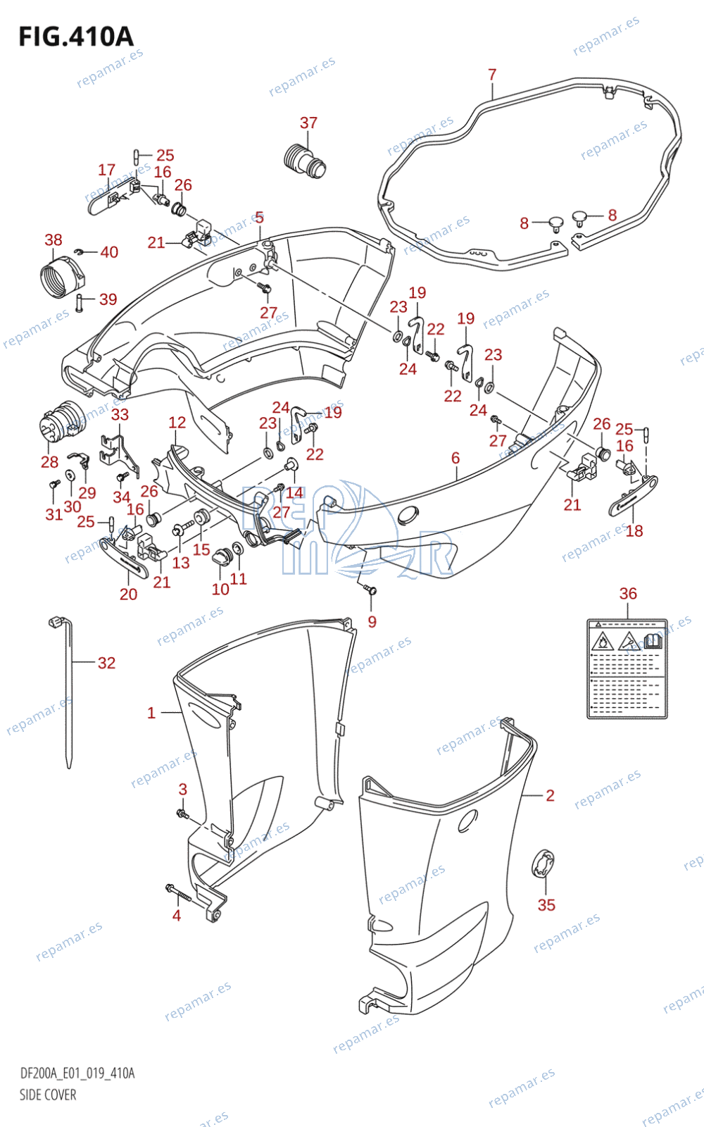 410A - SIDE COVER (DF200AT,DF175AT,DF175AZ,DF150AT,DF150AZ)